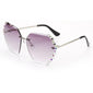 Crystal Rimless Luxury Sunglasses - SILVER PURPLE - Save 25%