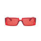 Trendy Rectangle Fashion Sunglasses - TRANSPARENT RED - Save