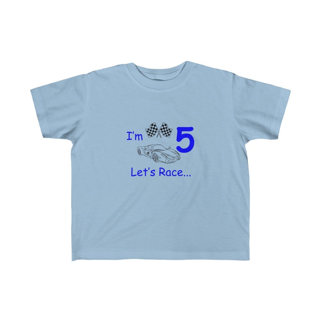 Let’s Race 5 Fine Jersey Tee - Light Blue / 4T