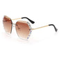 Crystal Rimless Luxury Sunglasses - GOLD BROWN - Save 25%