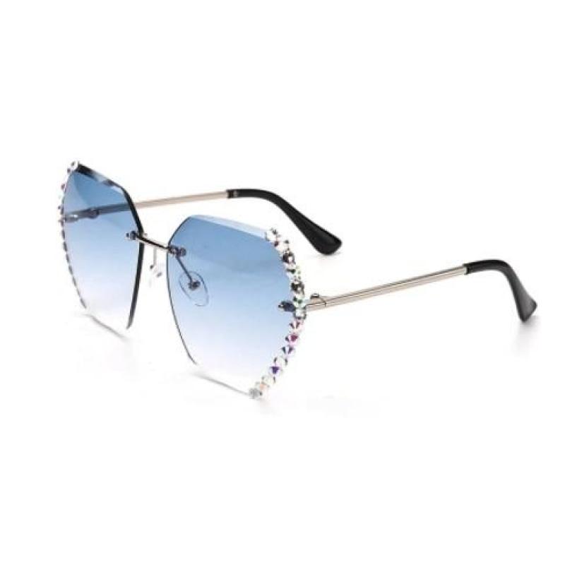 Crystal Rimless Luxury Sunglasses - SILVER BLUE - Save 25%
