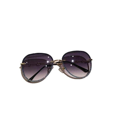 Diamond Design Aviator Sunglasses - GOLD GRAY - Save 25%