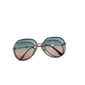 Diamond Design Aviator Sunglasses - GOLD GREEN - Save 25%