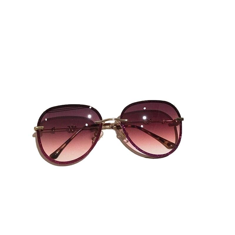 Diamond Design Aviator Sunglasses - GOLD PURPLE - Save 25%