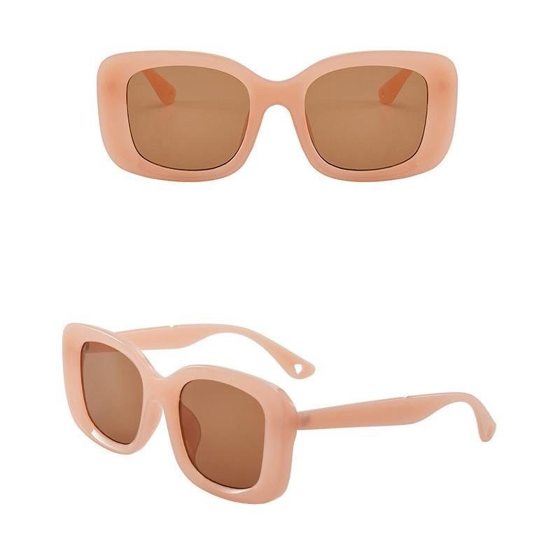 Oversized Square Designer Sunglasses - PEACH BROWN - Save 