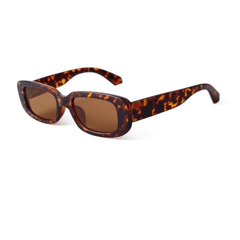 Retro Narrow Rectangle Sunglasses - LEOPARD BROWN - Save 35%