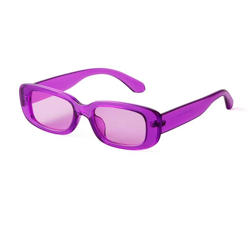 Retro Narrow Rectangle Sunglasses - TRANSPARENT PURPLE - 