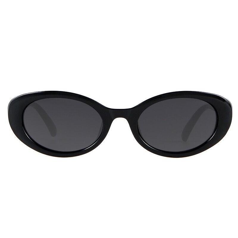 Retro Oval Designer Sunglasses - BLACK GRAY - Save 30%