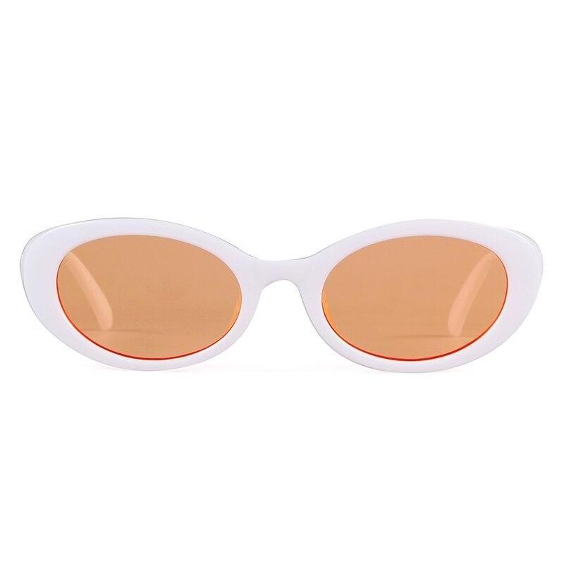 Retro Oval Designer Sunglasses - WHITE BEIGE - Save 30%