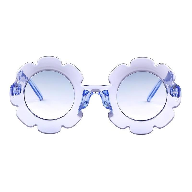 Round Flower Kids Sunglasses - TRANSPARENT BLUE - Save 30%