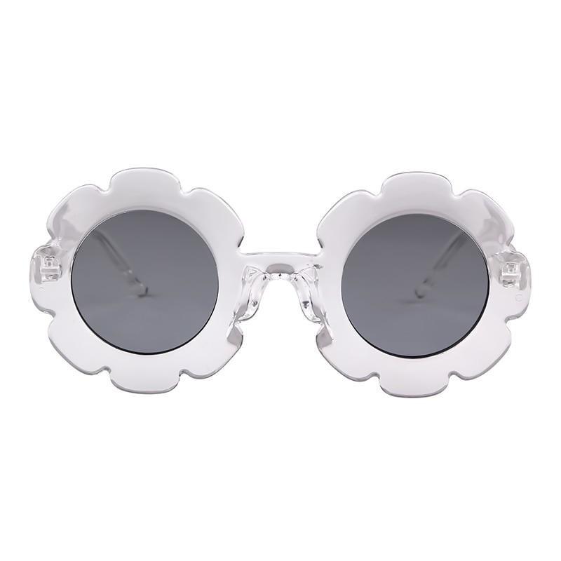 Round Flower Kids Sunglasses - TRANSPARENT GRAY - Save 30%