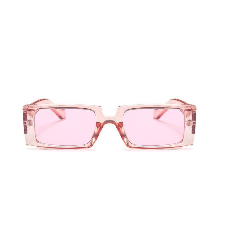 Trendy Rectangle Fashion Sunglasses - TRANSPARENT PINK - 