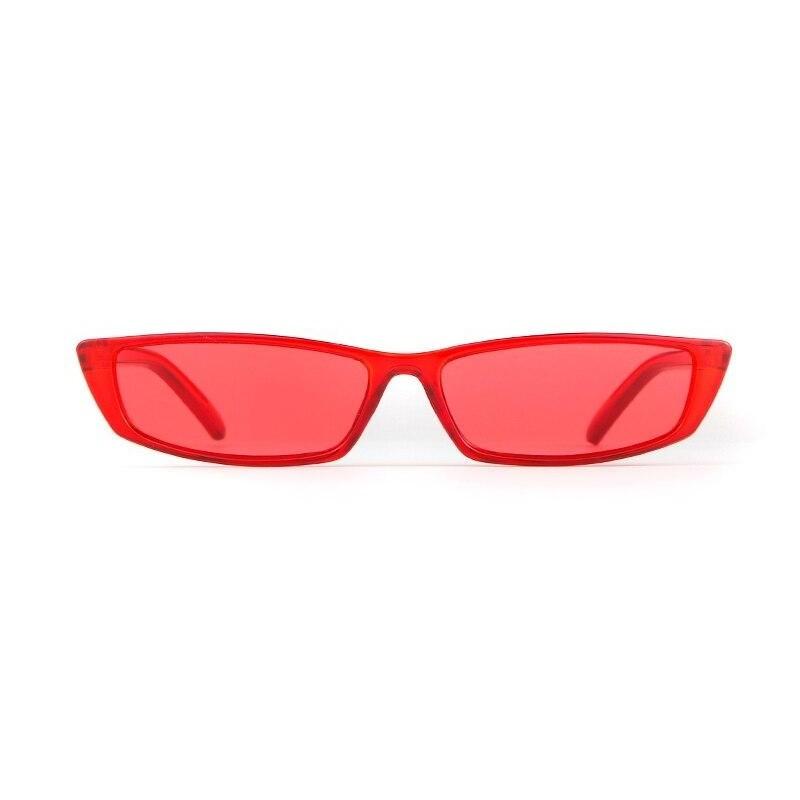 Vintage Small Rectangular Sunglasses - TRANSPARENT RED - 
